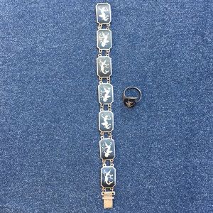 Vintage Siam Sterling Nielloware Set